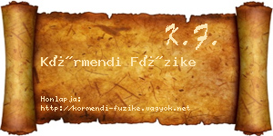 Körmendi Füzike névjegykártya